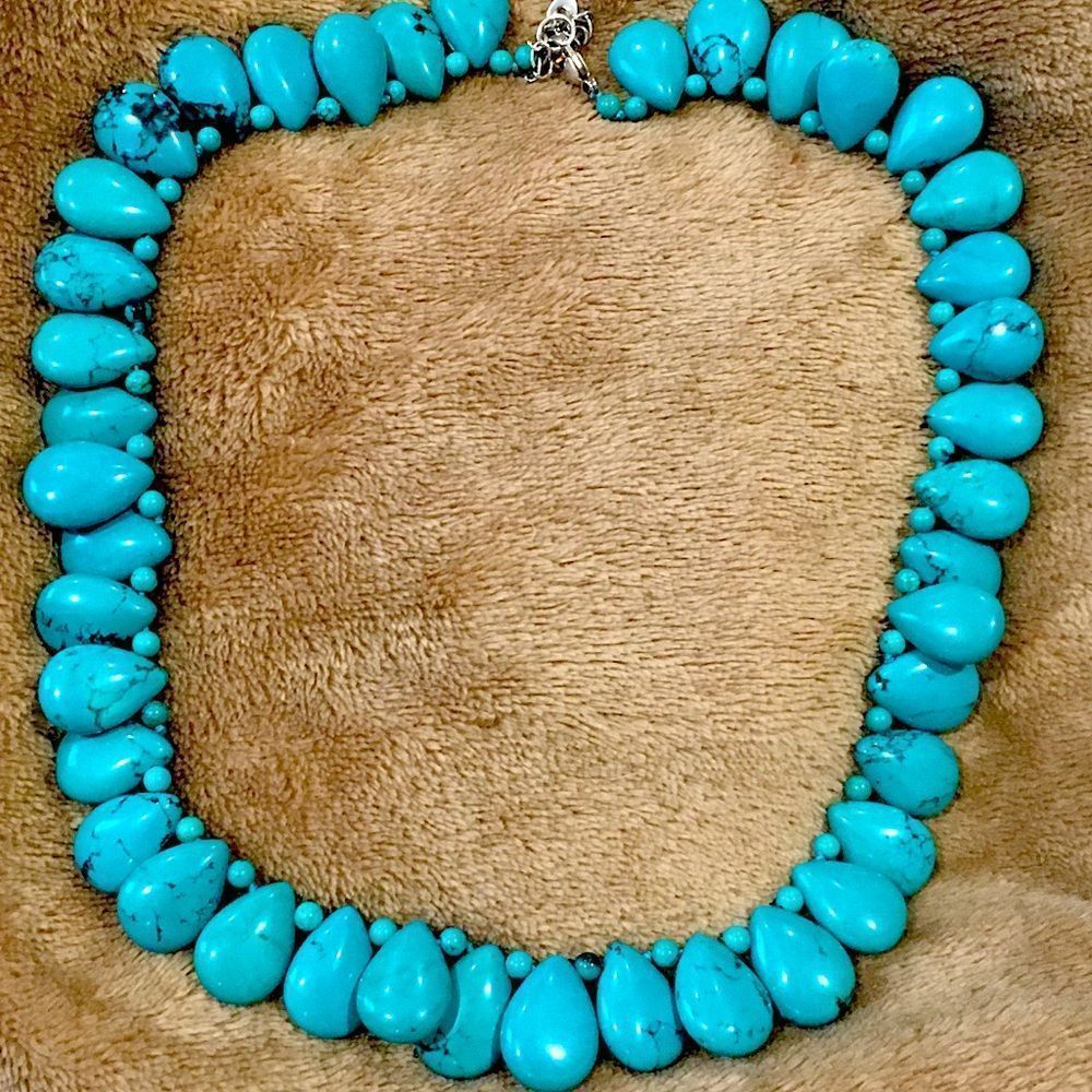VINTAGE LUC Turquoise Bidirectional Sterling Silver Necklace - Picture 7 of 14